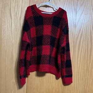 Art Class Red and Black Checkered Sweater